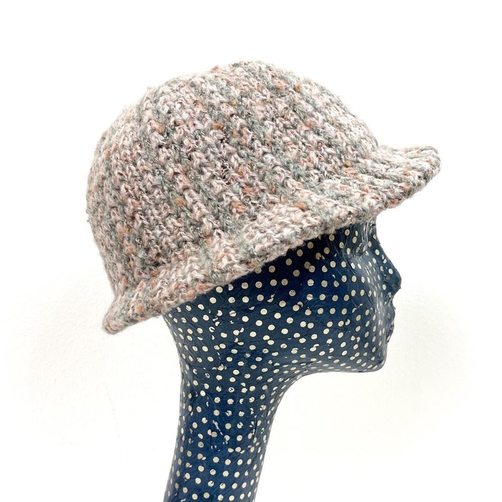 Vintage Wool Knit Hat Ribbed Flare Brim - Picture 1 of 8